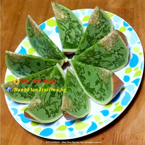 Bánh Flan Rau Câu Trái Dừa vị Trà xanh size to