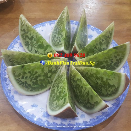 Bánh Flan Rau Câu Trái Dừa vị Trà xanh size to