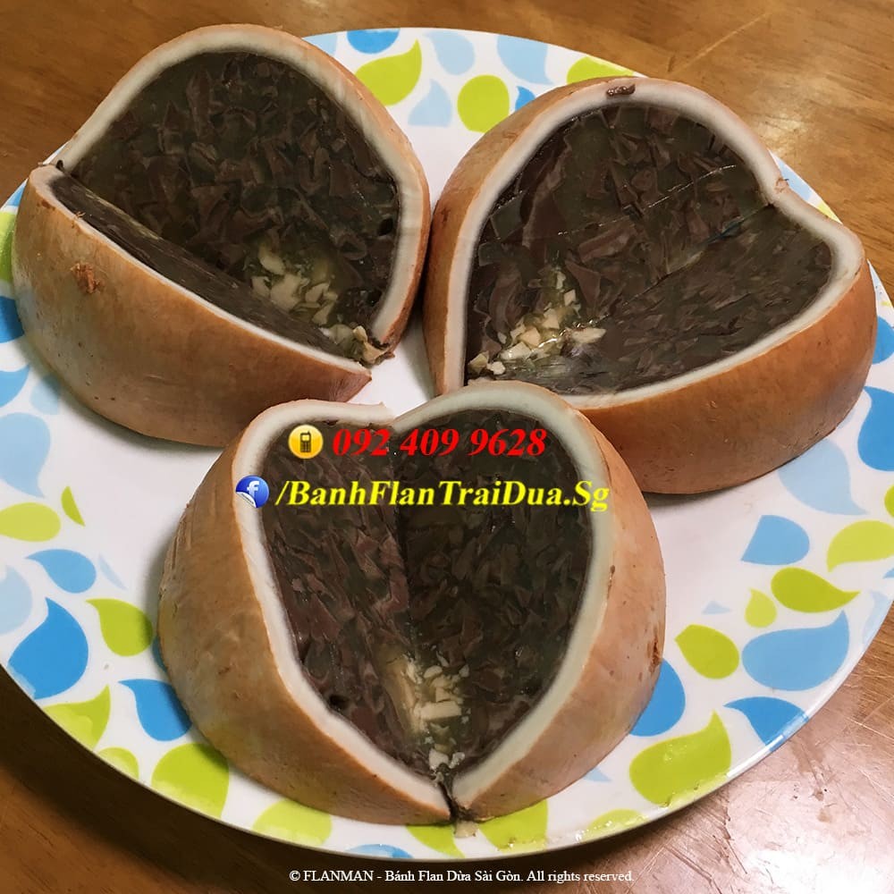 Bánh Flan Rau Câu Trái Dừa vị Cacao size vừa