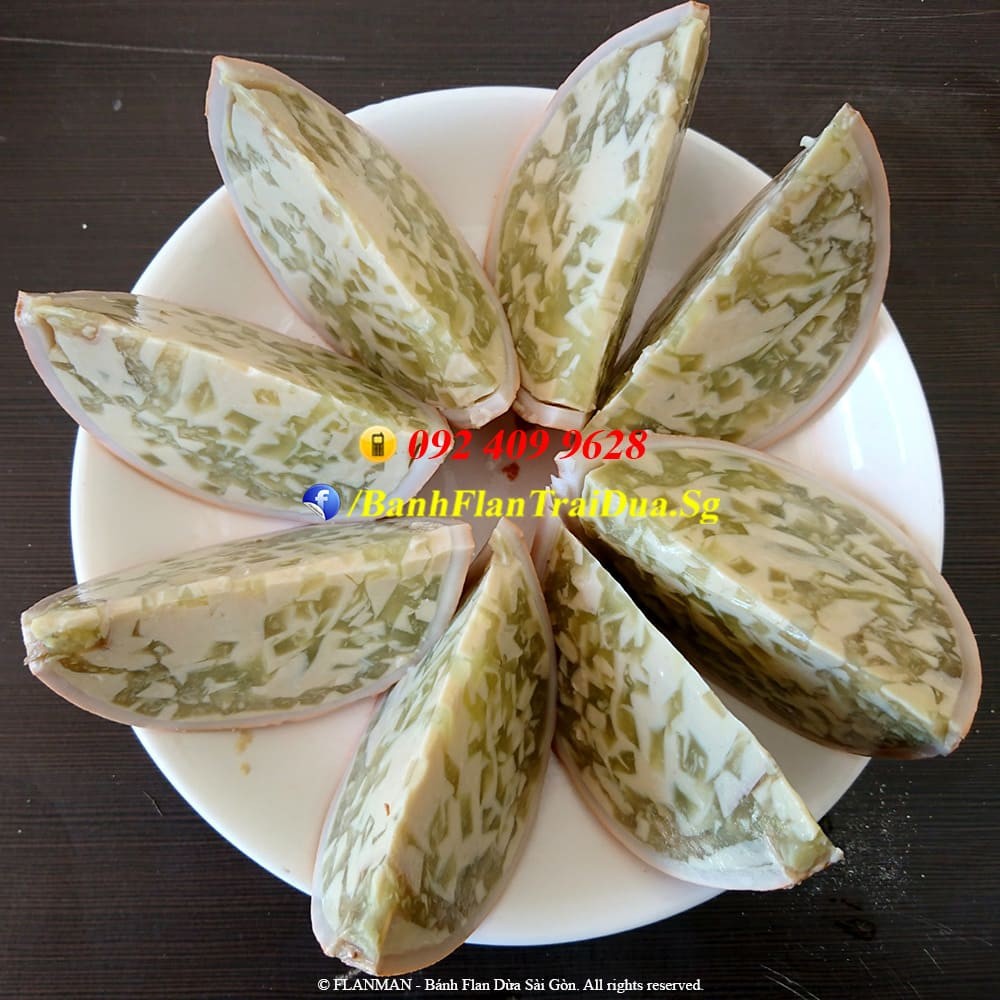 Bánh Flan Rau Câu Trái Dừa vị Sầu Riêng