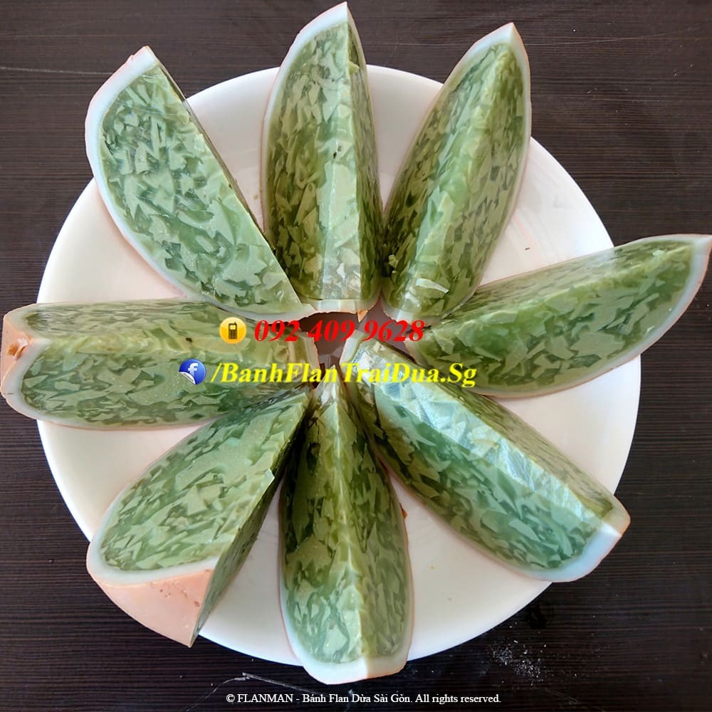 Bánh Flan Rau Câu Trái Dừa vị Trà xanh