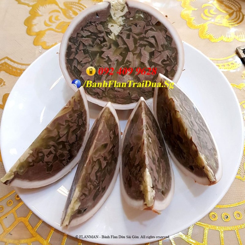 Bánh Flan Rau Câu Trái Dừa vị Cacao