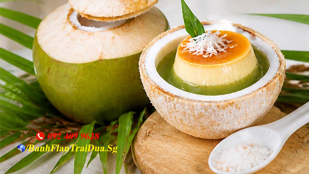 Rau câu bánh flan trái dừa mát lạnh tại Sài Gòn